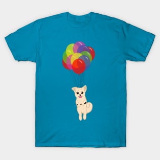 Puppy with Floating Balloons T-Shirt